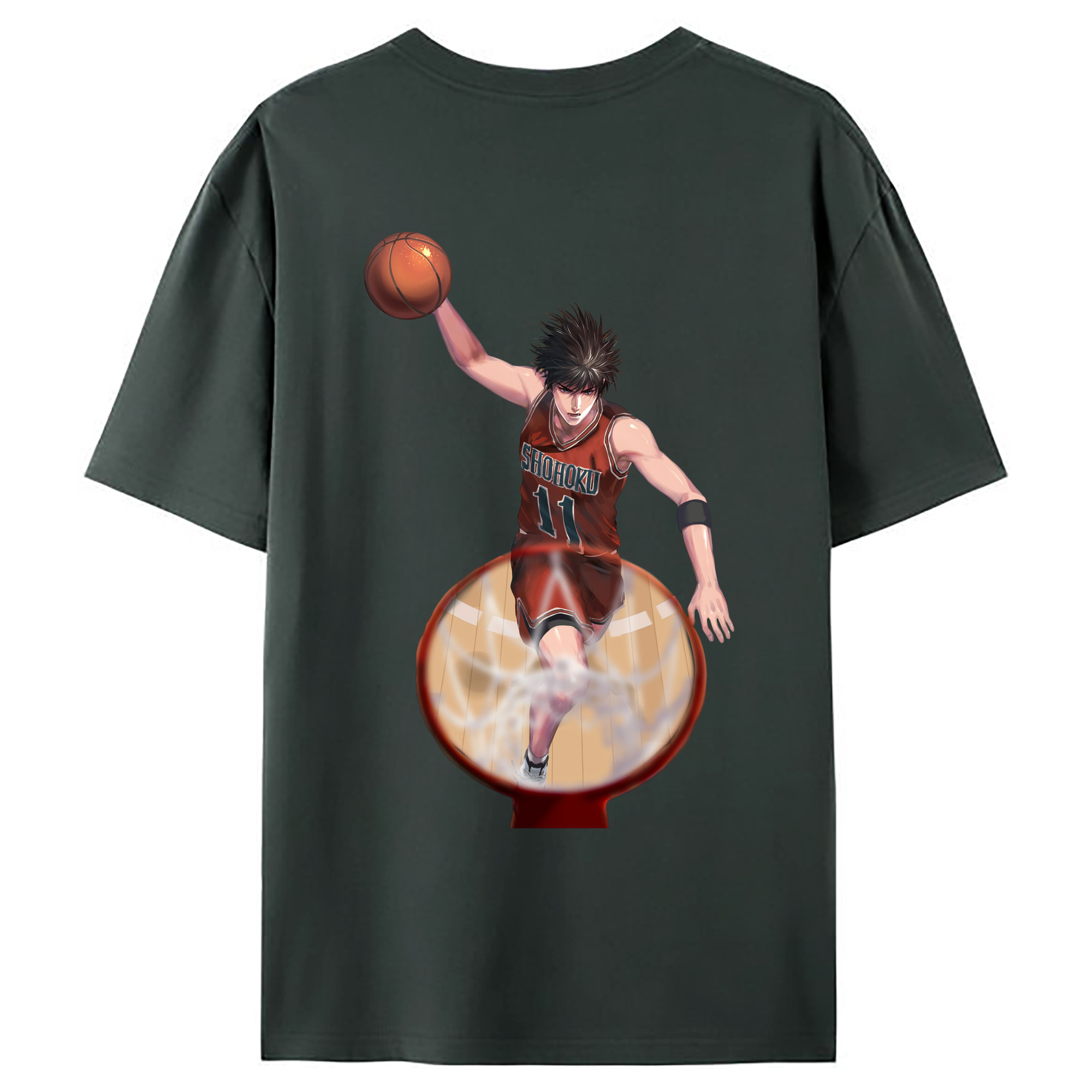 （画像用） SLAM DUNK／スラムダンク 綿100％ メンズ半袖Tシャツ（バックプリント） 通気性